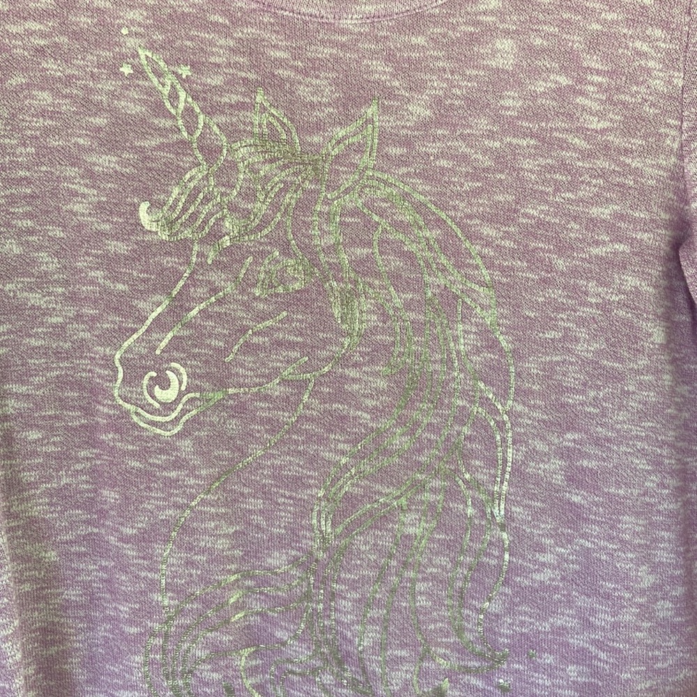 Girls  long sleeve top with Silver Unicorn-Size L 10/12